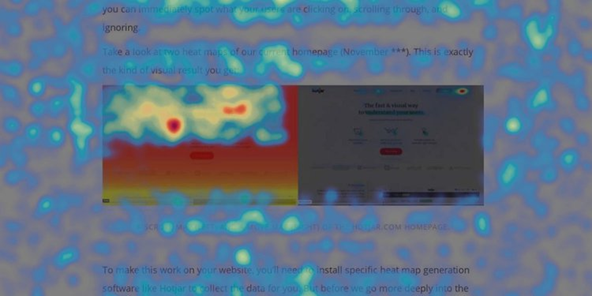 Screenshot of split test heat map metrics from Hotjar. 